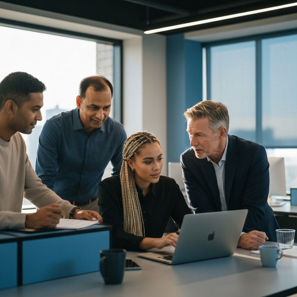팀이 함께 협업하며 프로젝트를 진행하는 모습